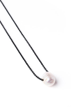 Freshwater Pearl Necklace on Black Chain