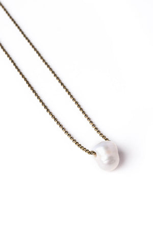 Freshwater Pearl Necklace on Brass Chain