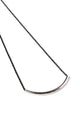 Silver Curve Bar Necklace on Black Chain