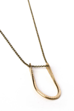 Pinched “U” Necklace on Brass Chain