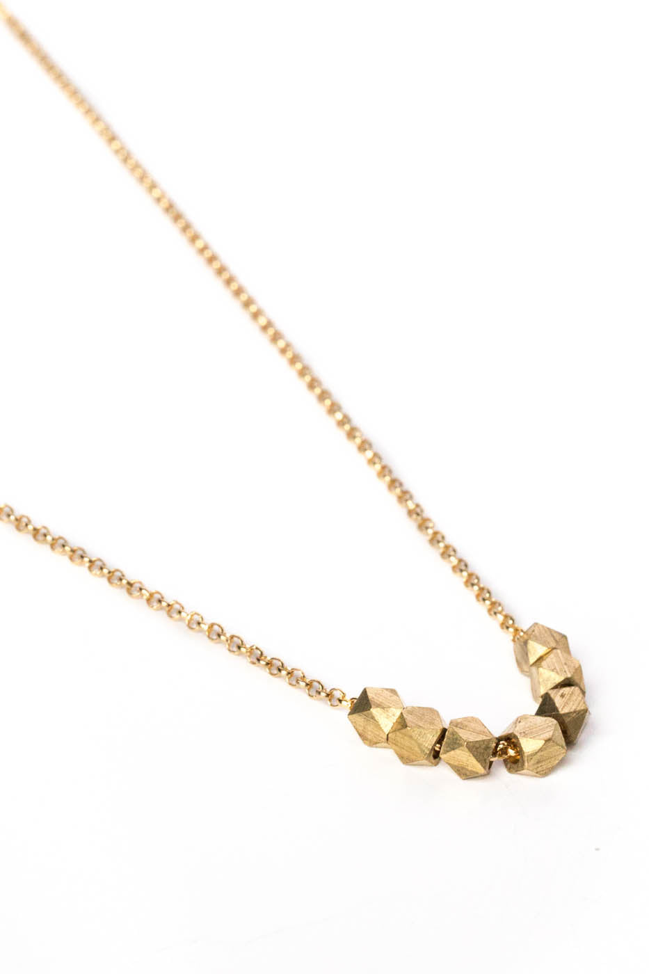 Small Gold Geometric Bead Necklace on Gold Chain