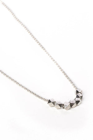 Small Silver Geometric Bead Necklace on Silver Chain