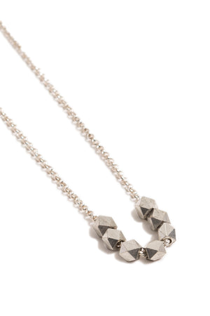 Large Silver Geometric Necklace on Silver Chain