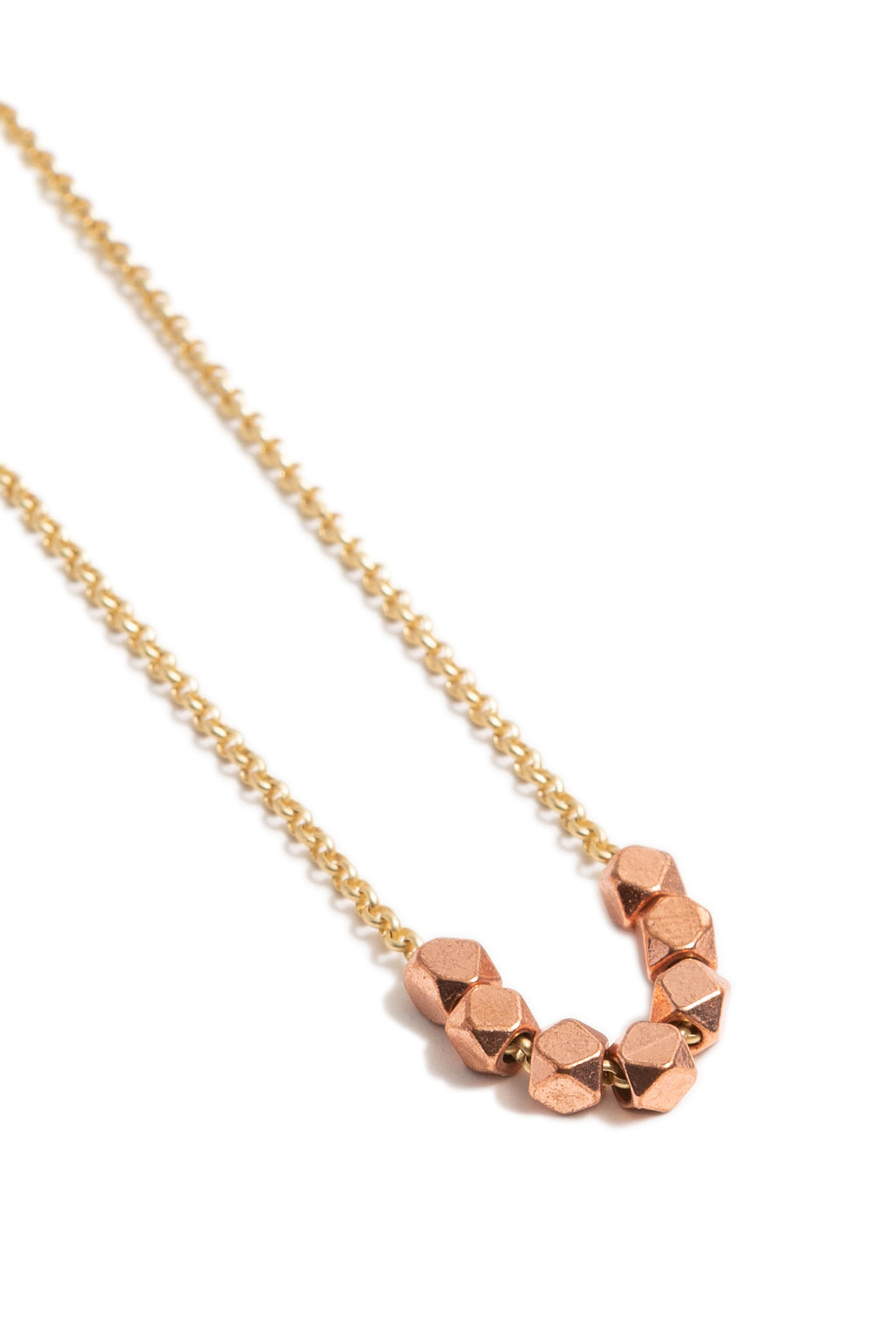 Large Rose Gold Geometric Necklace on Gold Chain