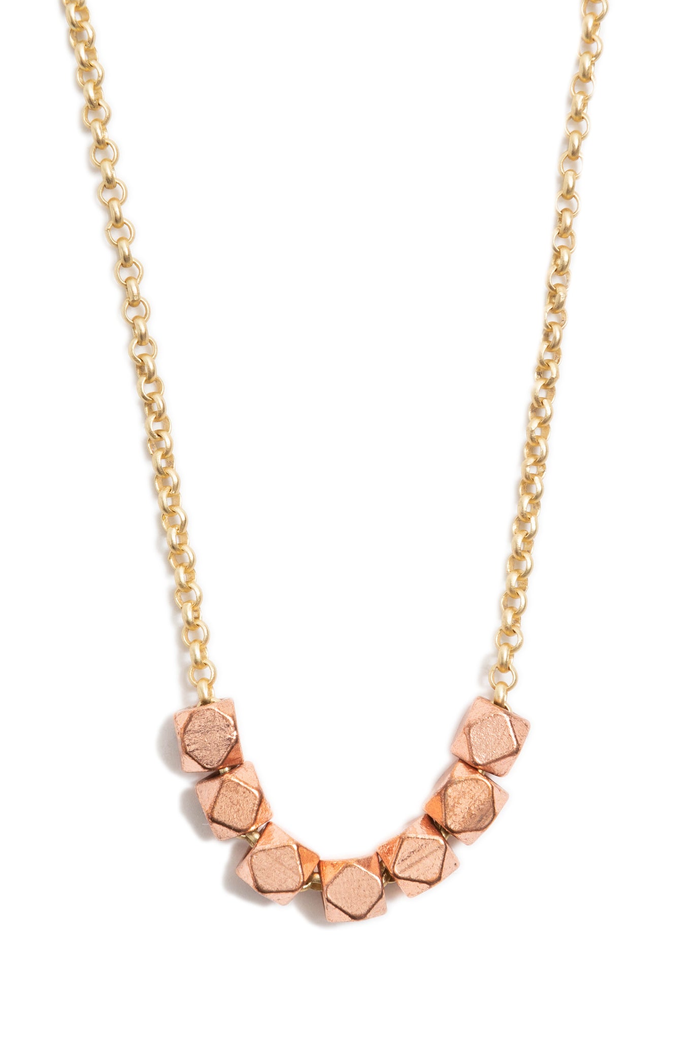 Large Rose Gold Geometric Necklace on Gold Chain