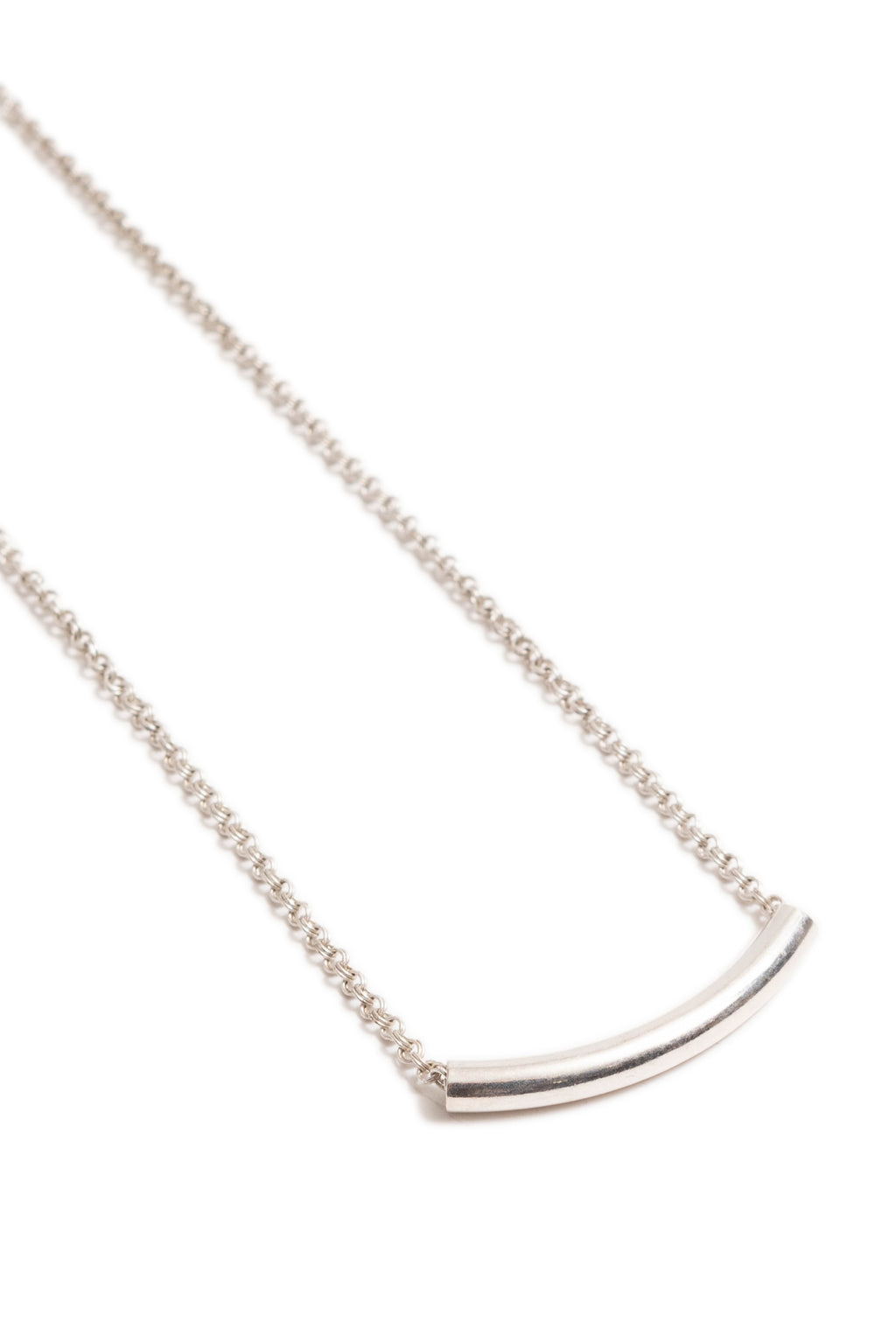 Small Silver Curve Bar Necklace