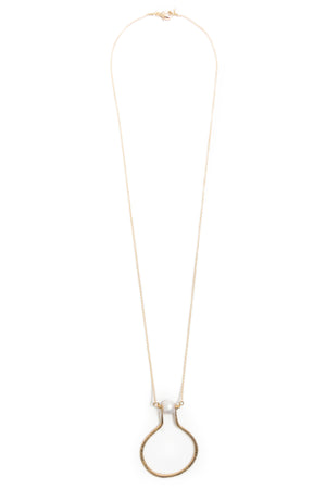 Floating Pearl Hammered Brass Vase Necklace