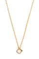 Tiny Brass Square Necklace on Gold Chain