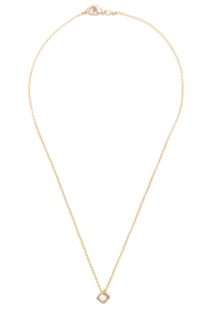 Tiny Brass Square Necklace on Gold Chain