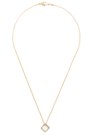 Small Brass Square Necklace on Gold Chain