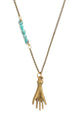 Brass Hand + Turquoise Necklace