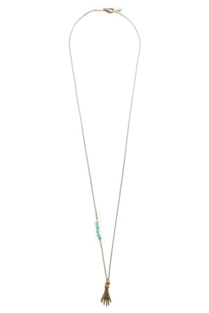 Brass Hand + Turquoise Necklace