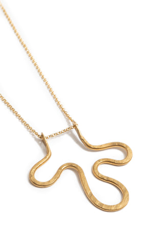 Pinched Squiggle on Gold Rolo Chain