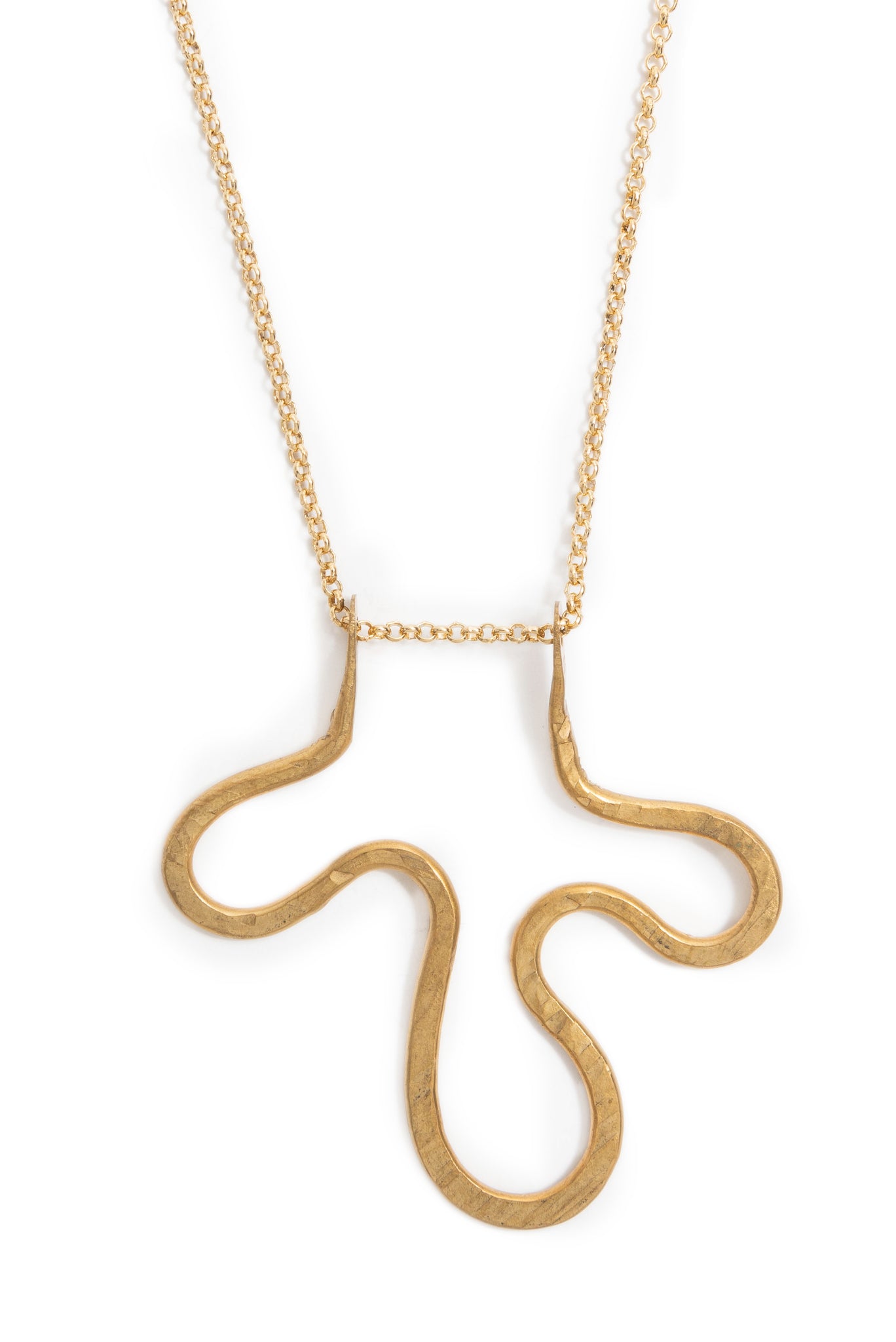 Pinched Squiggle on Gold Rolo Chain – Collarbone Jewelry