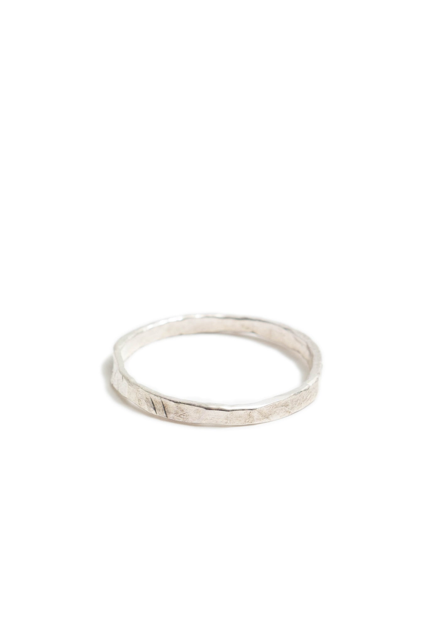 Thin Sterling Silver Hammered Stacking Ring