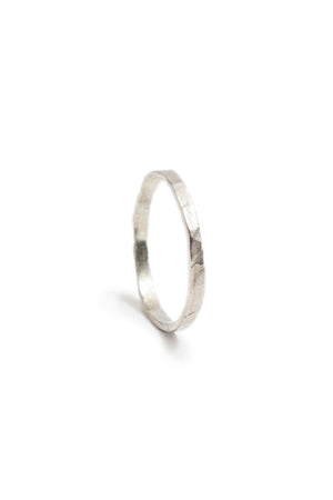Thin Sterling Silver Hammered Stacking Ring
