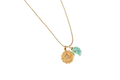 Zodiac Charm Necklace w/ Turquoise Nugget on Gold Ball Chain