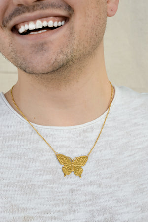 Large Gold Butterfly Necklace