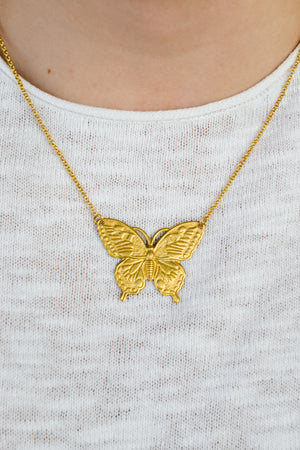 Large Gold Butterfly Necklace