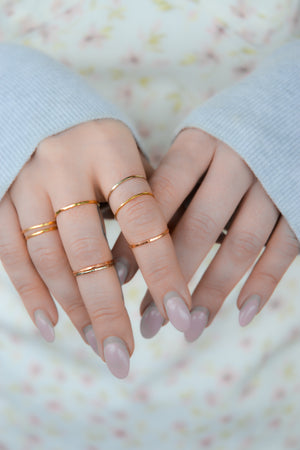 Tiny 14K Rose Gold Hammered Stacking Ring