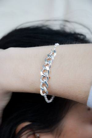 Silver Curb Chain + Rolo Chain Bracelet