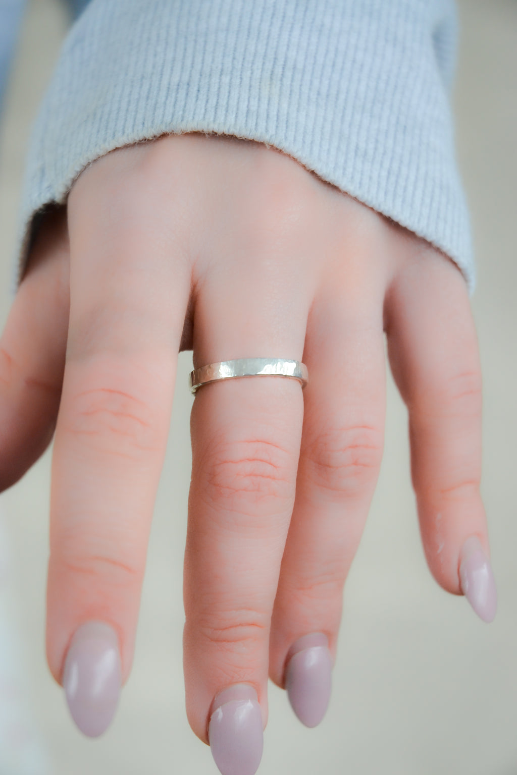 Thick Sterling Silver Hammered Stacking Ring