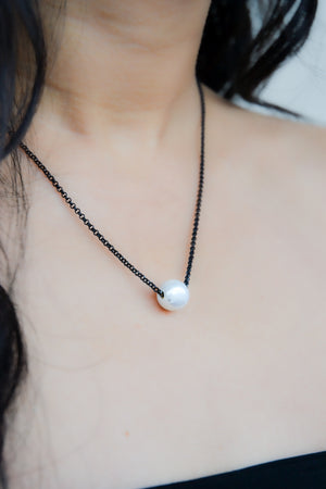 Freshwater Pearl Necklace on Black Chain