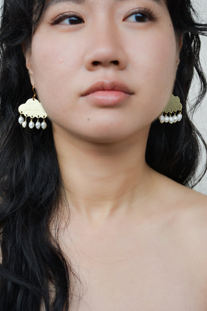 Golden Cloud + Puffy Pearl Earrings