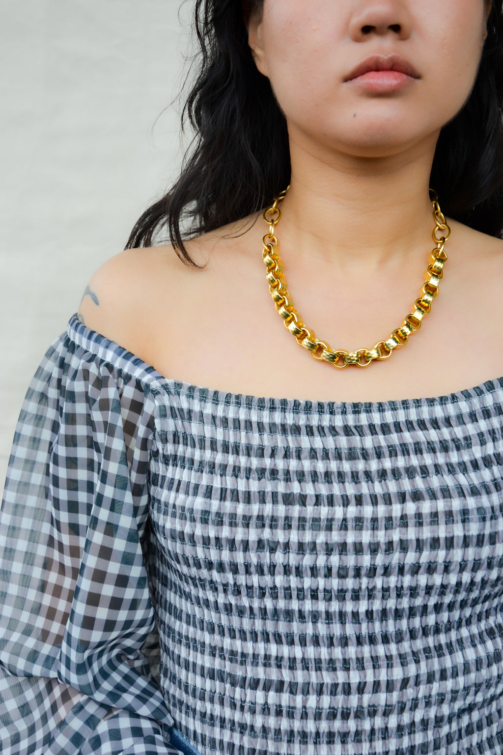 Golden Jumbo Rolo Chain Statement Necklace